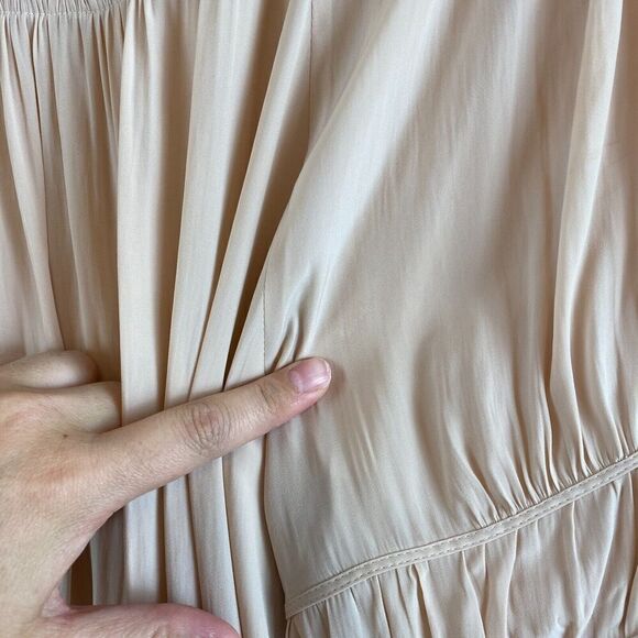 RAMY BROOK Silk Dress Sz M Pink Long Sleeve Romantic Flowy Sheer Coquette Boho - Picture 4 of 16